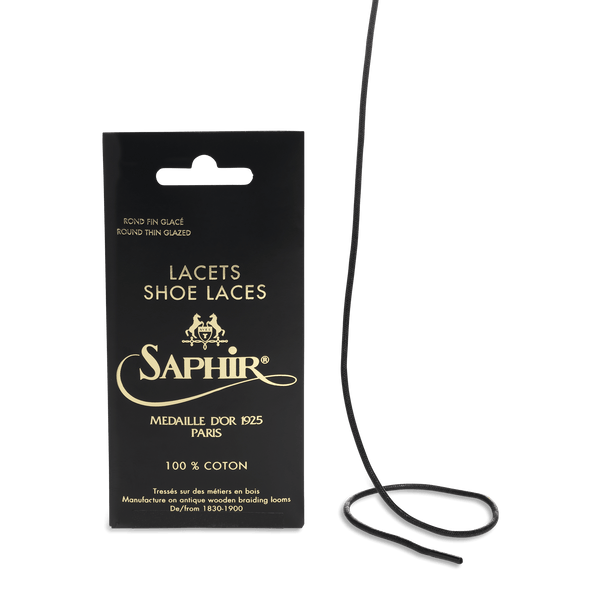 Thin Braided Laces - 01 Black - Saphir Médaille d'Or